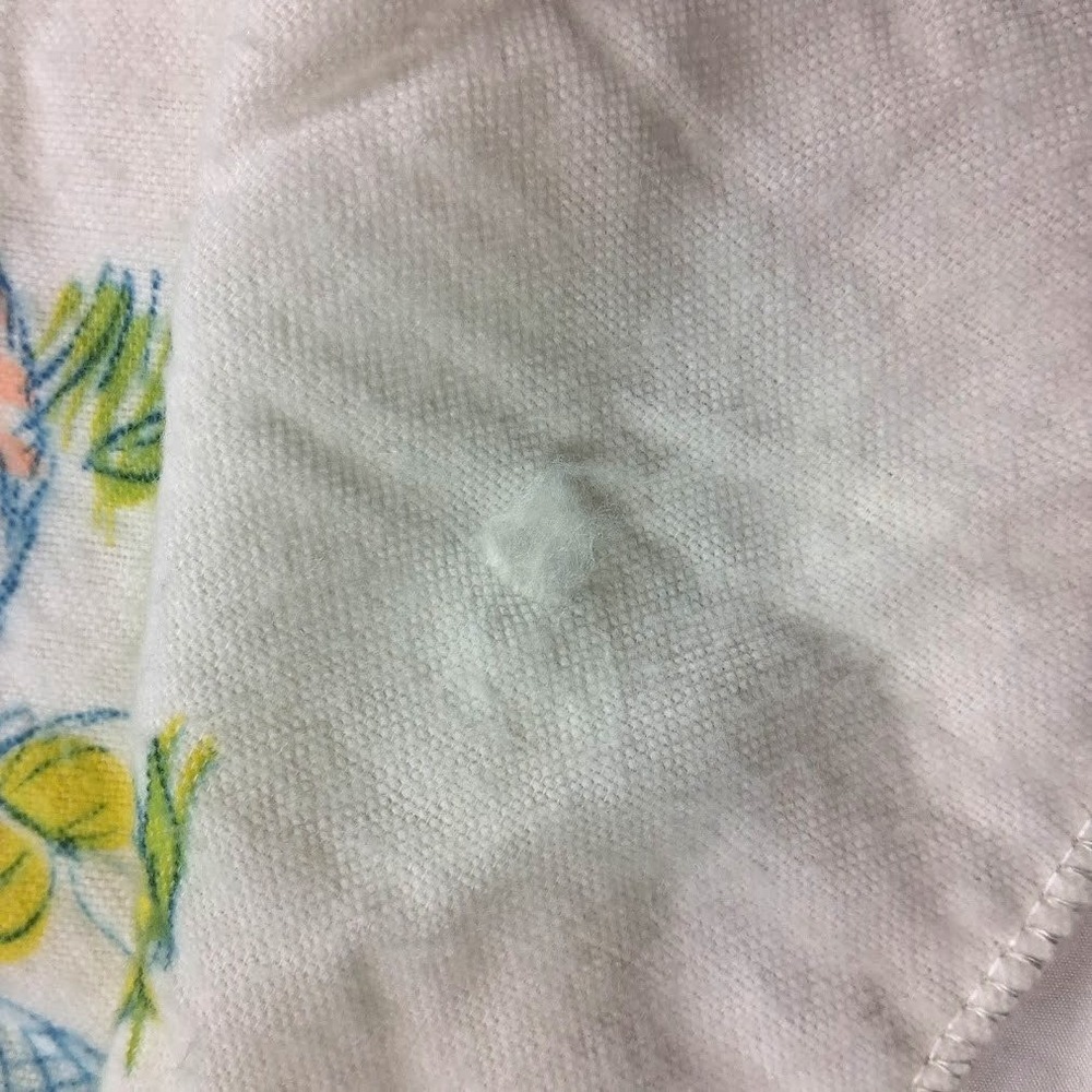 Vintage Fuzzy Baby Bear Receiving Blanket Blue Yellow Pink Beacon? White SOFT - Picture 6 of 7